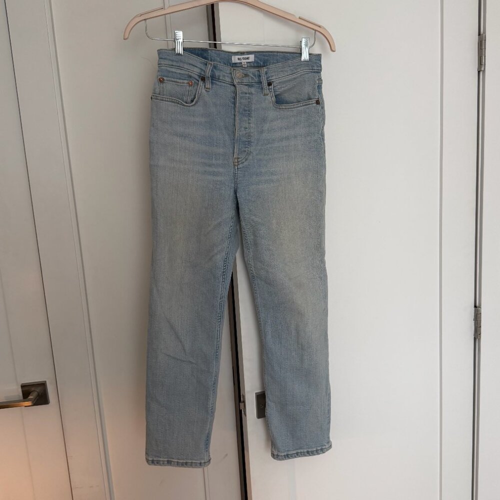 Re/Done Light Wash High Rise Straight Jeans (29)